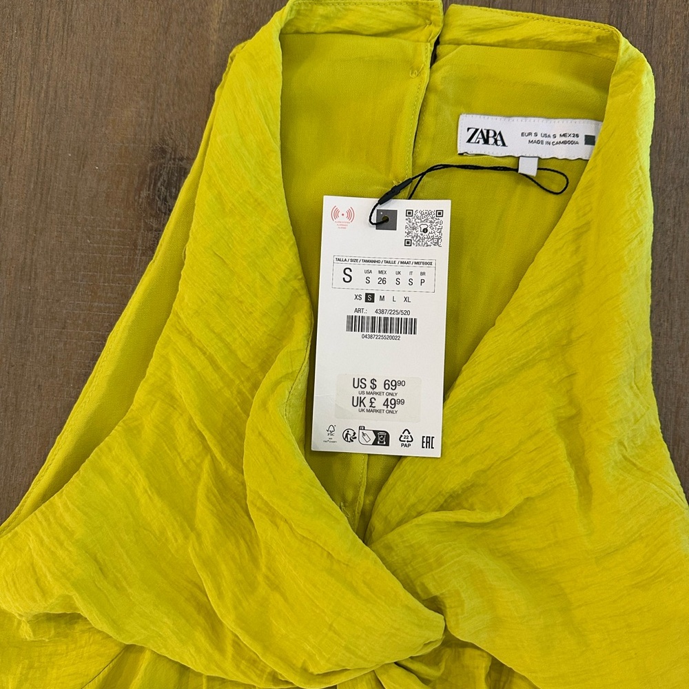 Zara Lime Green Draped Blouse